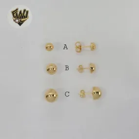 (1-1073) Gold Laminate - Half Stud Earrings - BGF