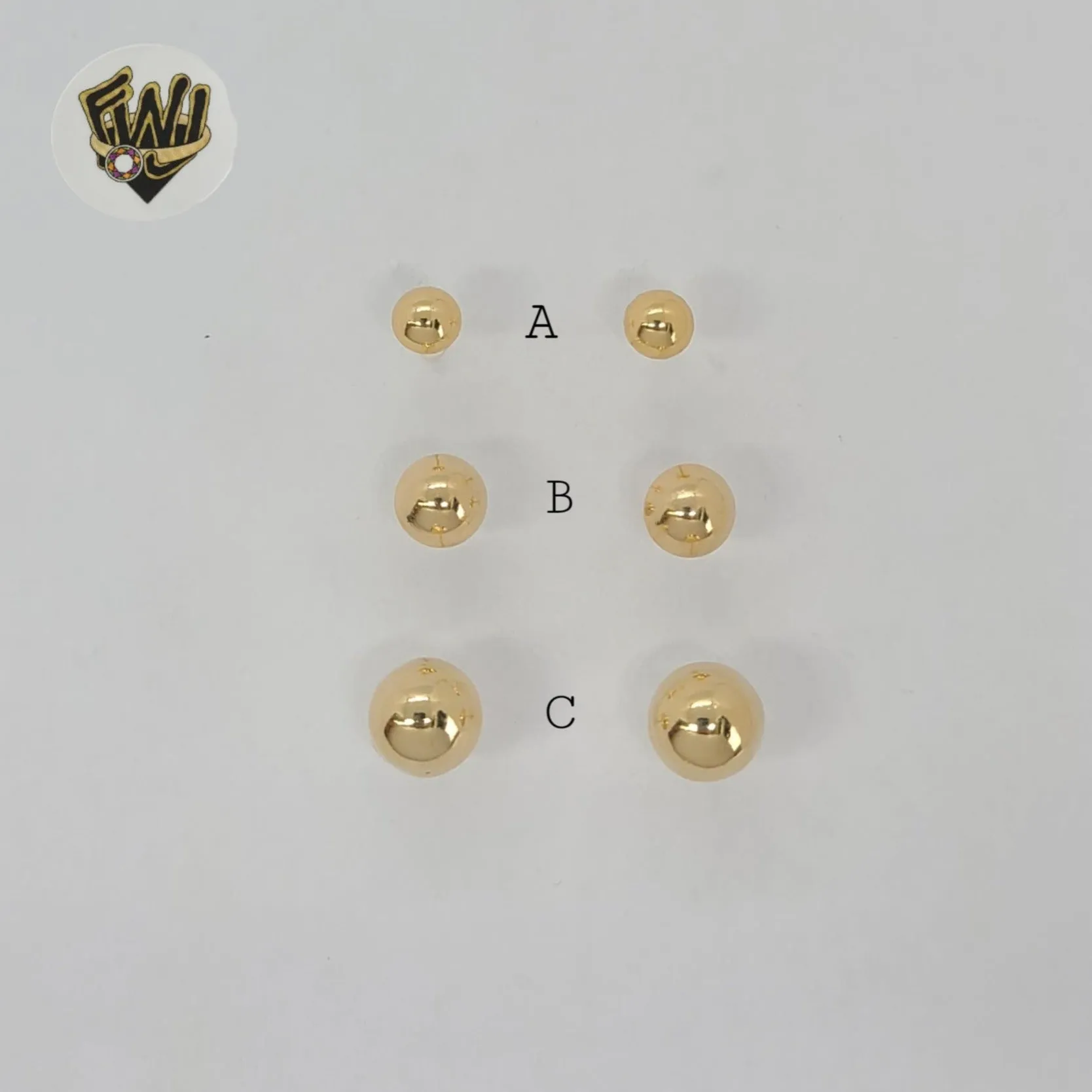 (1-1073) Gold Laminate - Half Stud Earrings - BGF