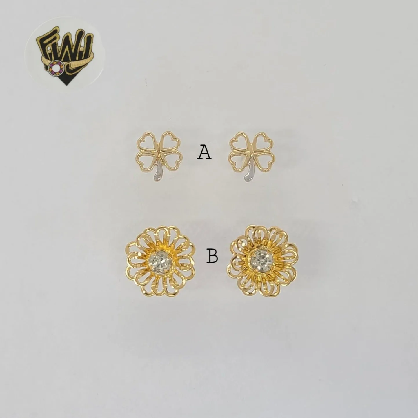 (1-1176) Gold Laminate - Stud Earrings - BGF