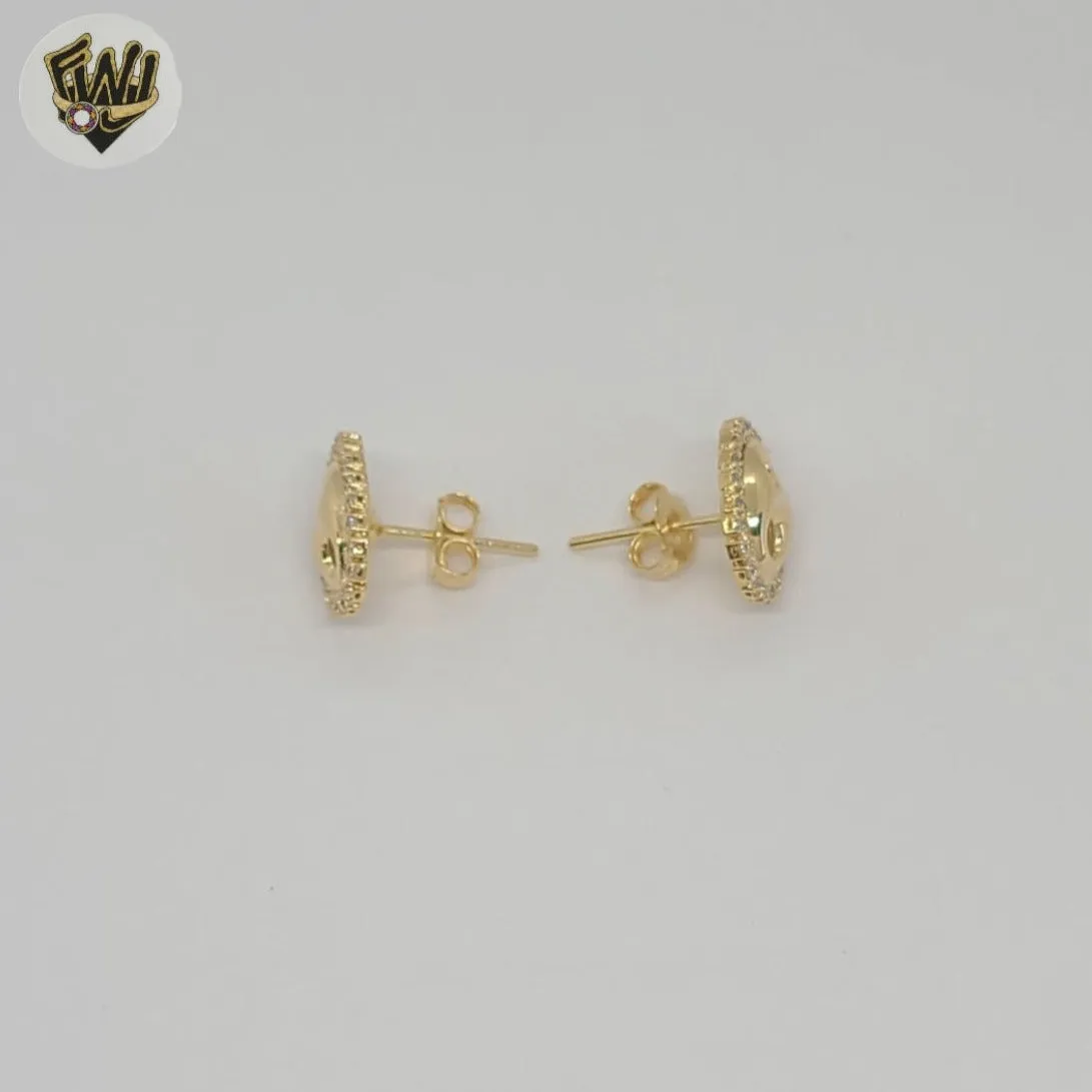 (1-1197-4) Gold Laminate - Zircon Puff Marine Earrings - BGF