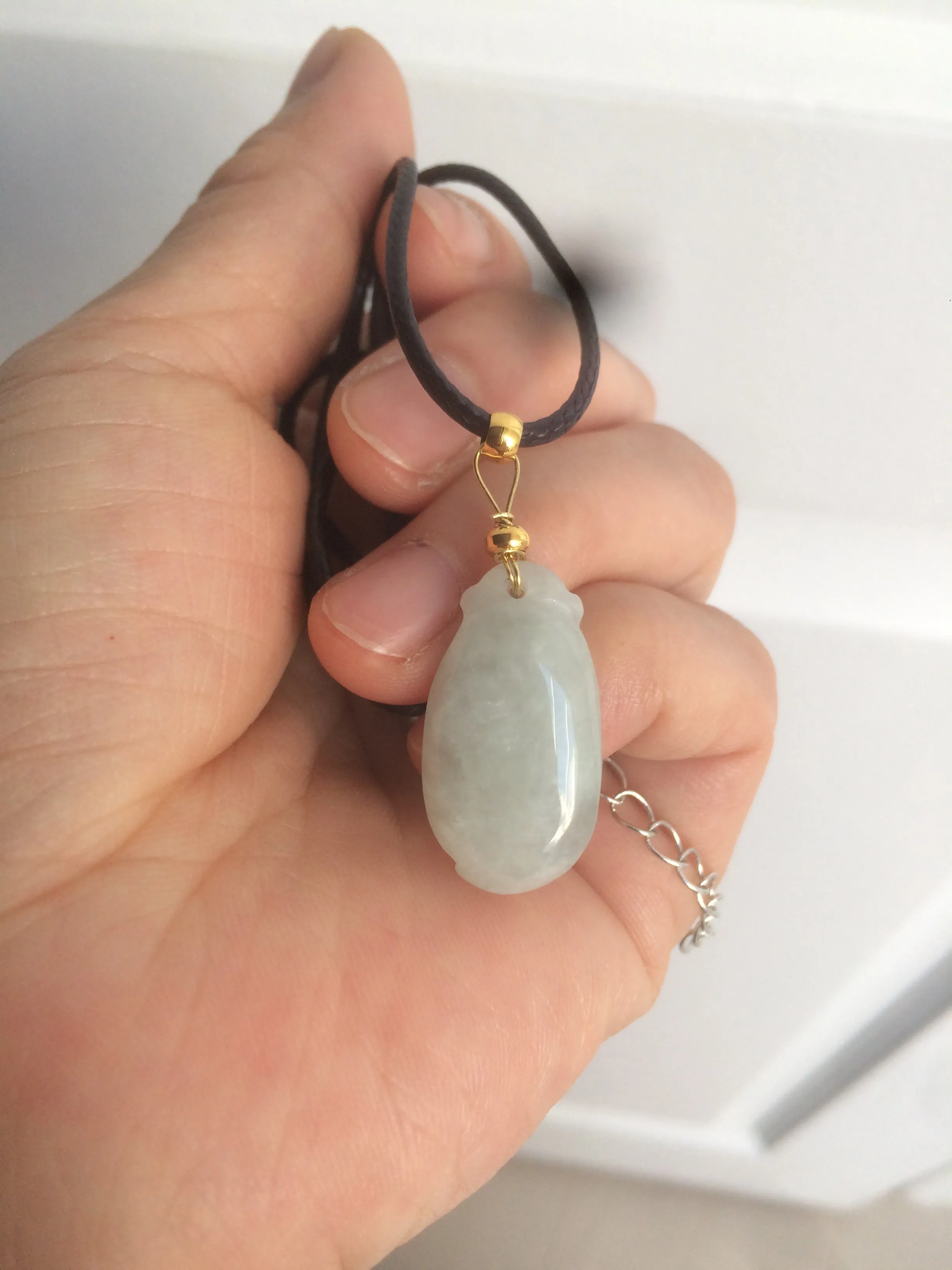 100% natural type A icy white blessed melon Jadeite Jade pendant AF24