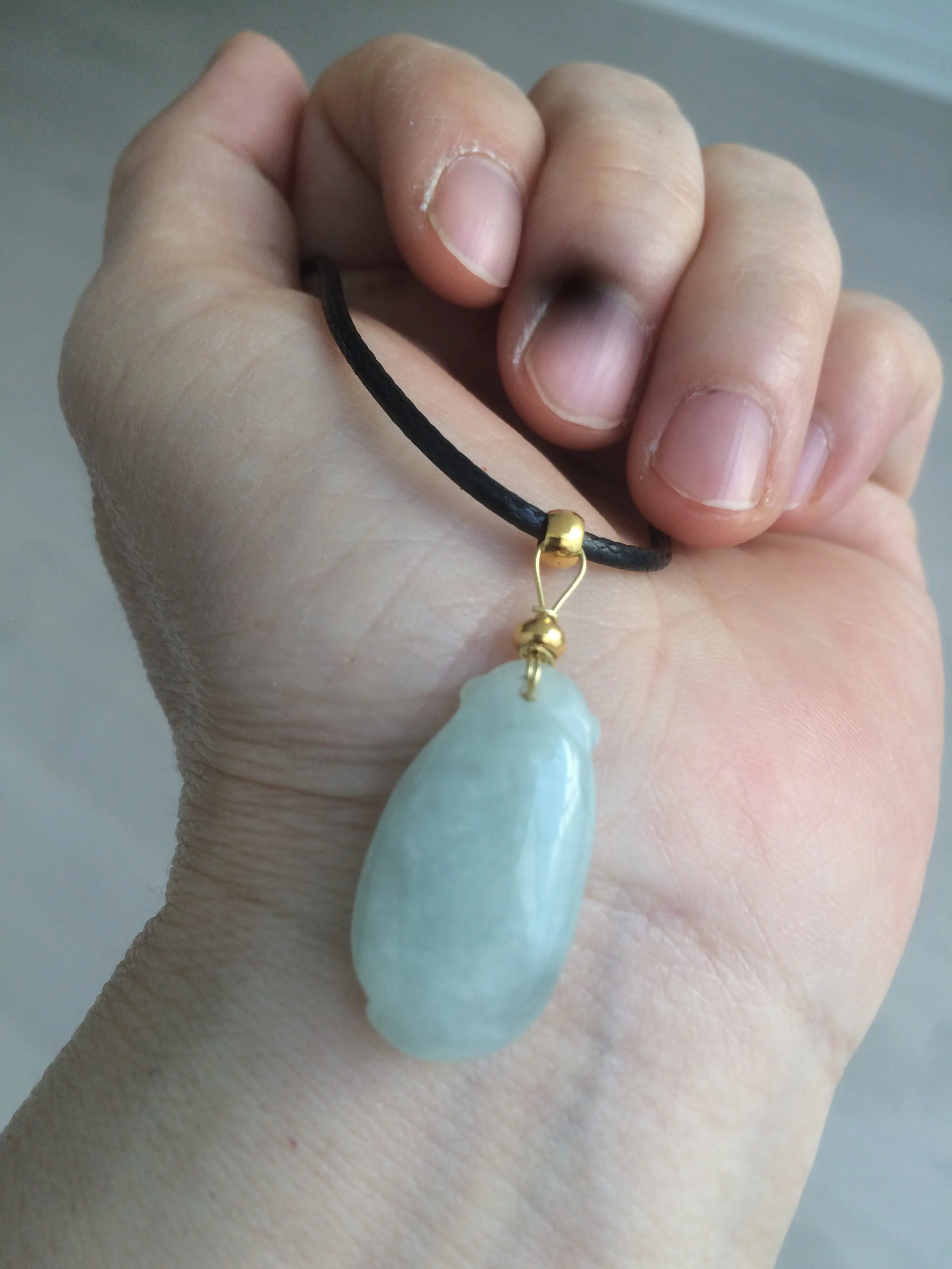 100% natural type A icy white blessed melon Jadeite Jade pendant AF24