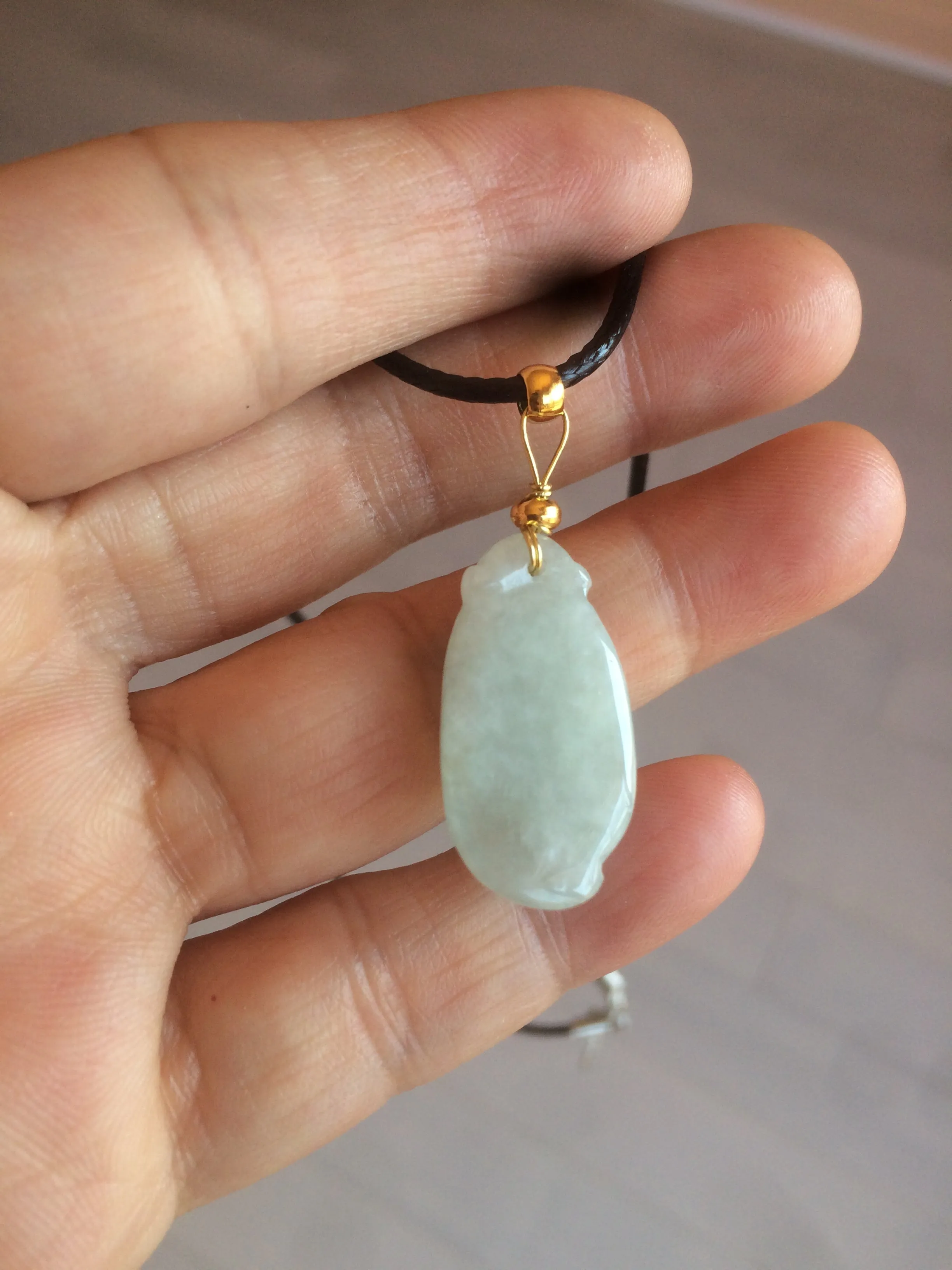 100% natural type A icy white blessed melon Jadeite Jade pendant AF24