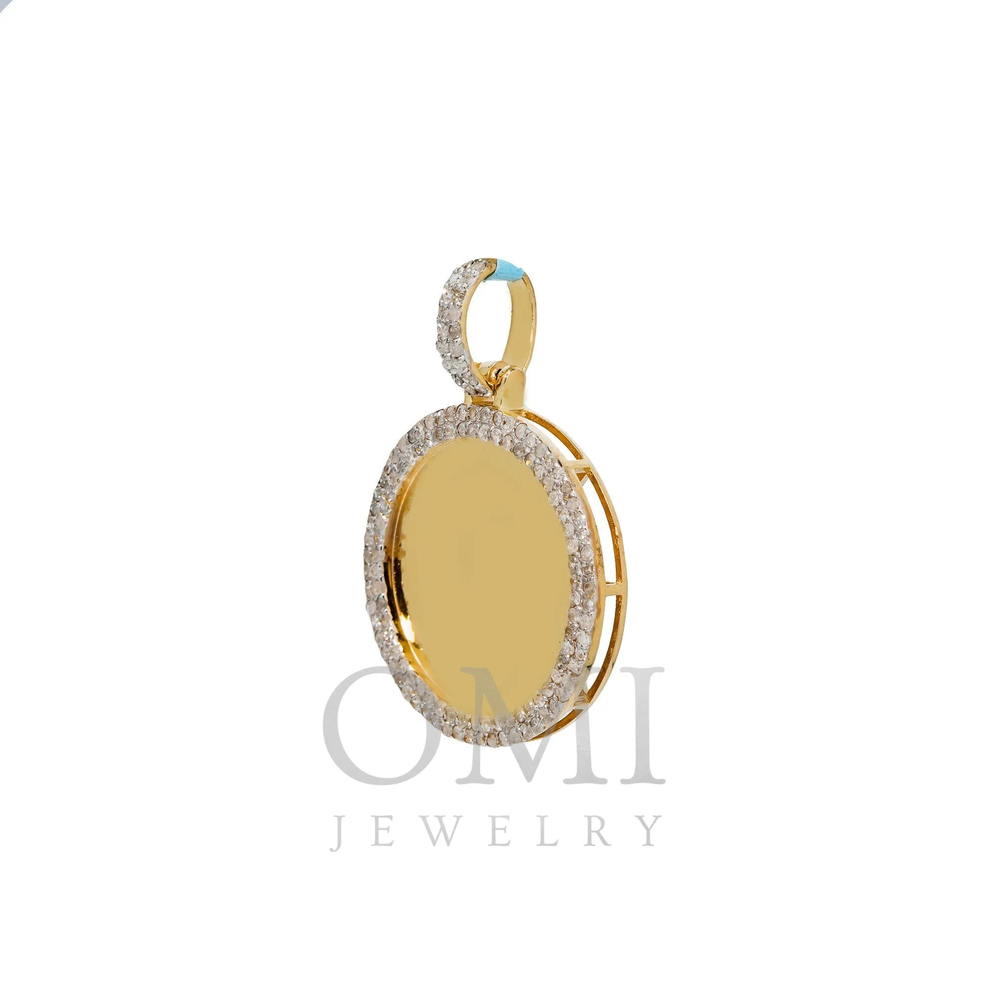 10K YELLOW GOLD DIAMOND PICTURE PENDANT 0.71 CT With 3MM Franco 25 14k Chain