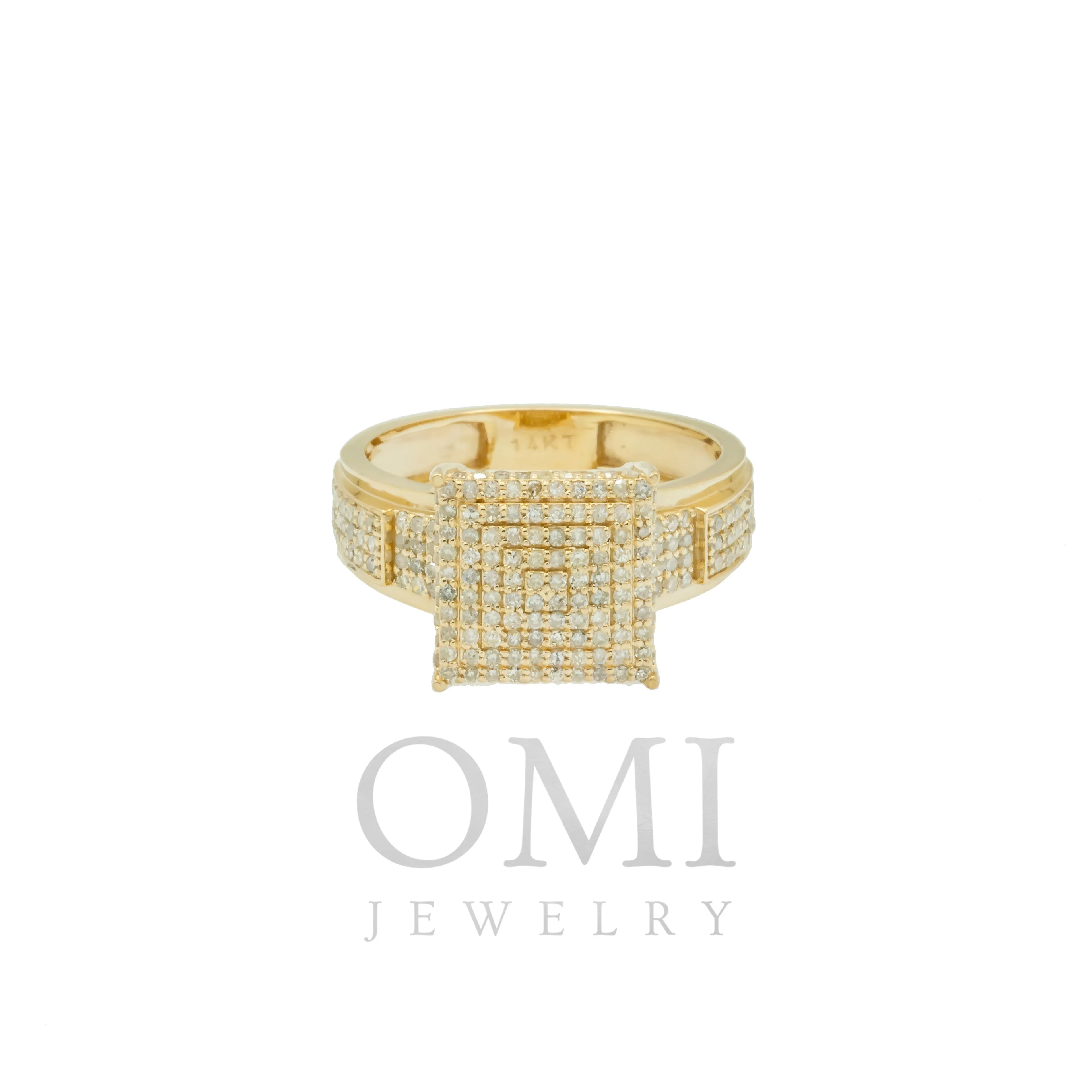 14K GOLD ROUND DIAMOND SQUARE SHAPE RING 0.89 CT