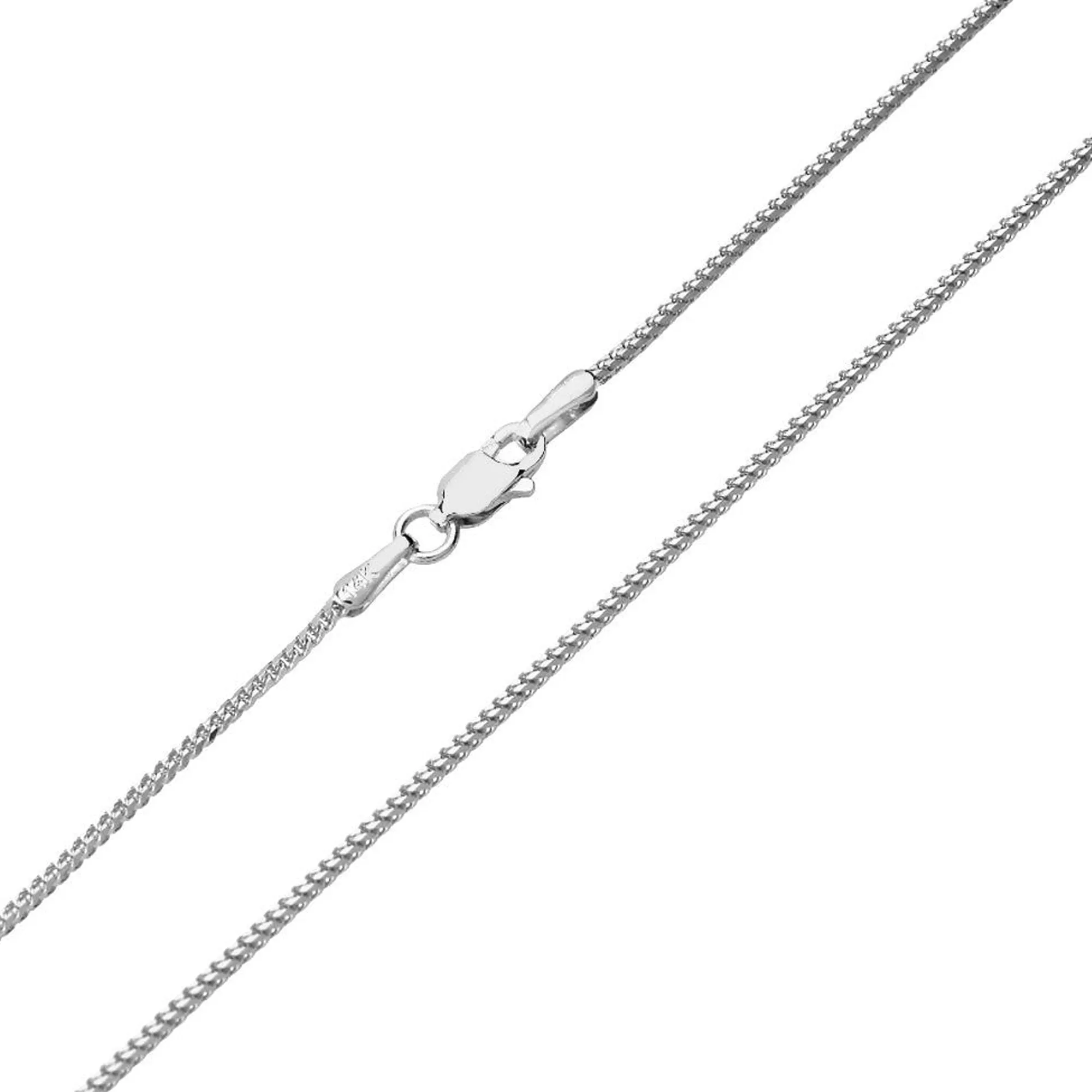 14k White Solid Gold Franco Chain Necklace, 0.9mm