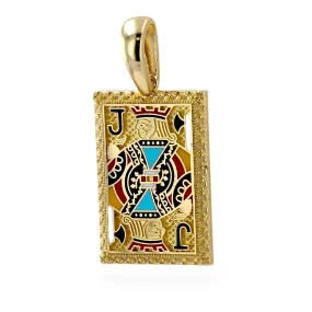 14K yellow gold 3D jack card pendant-224801