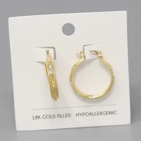 18K Gold Filled Textured Hoop Earrings