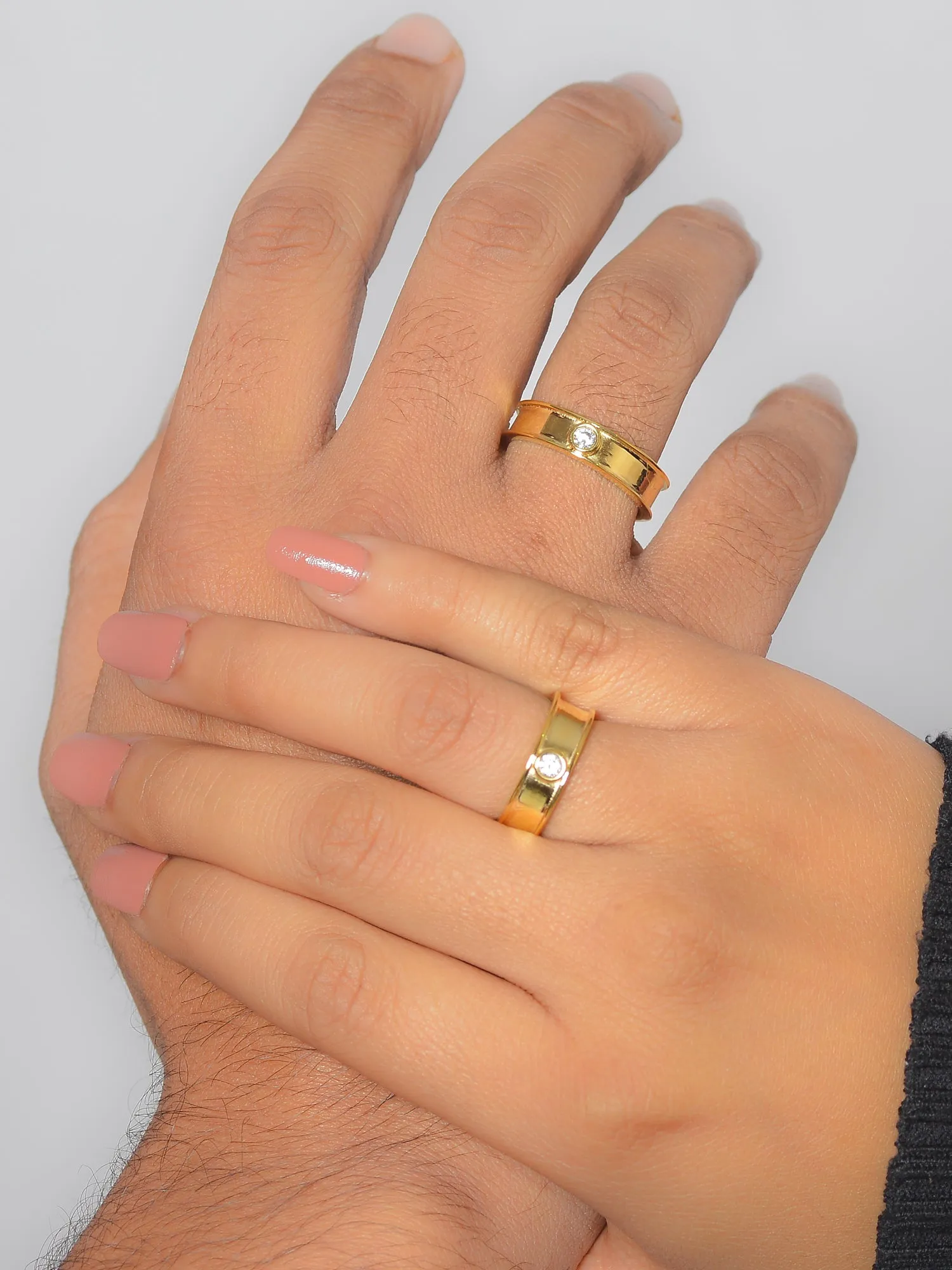 18K Golden Adjustable Silver Band Rings For Couple