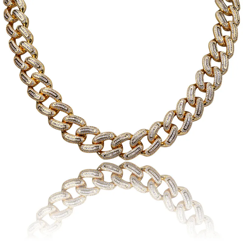 18mm Gold Plated Full Zircon Cuban Necklace