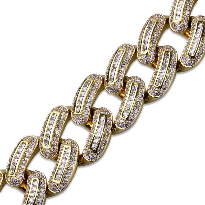 18mm Gold Plated Full Zircon Cuban Necklace