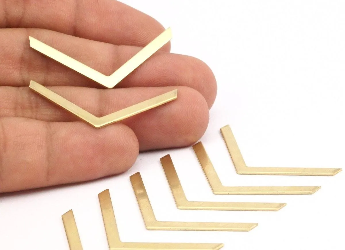 20 Raw Brass Chevrons (40x3x0.80mm) N0633