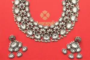 21A048 Heavy Polki Necklace Set with Earrings