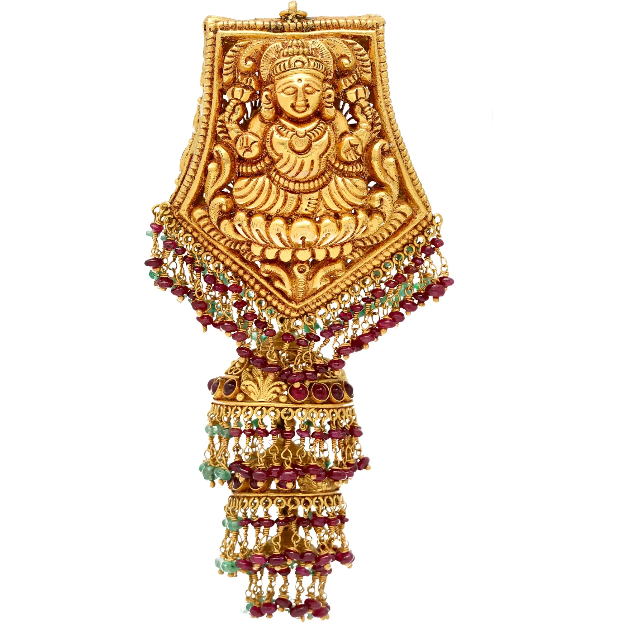 Sure, here is an optimized title for the product: Exquisite 22K Gold Double-Sided Goddess Lakshmi Pendant (49.2gm) with Elegant Design