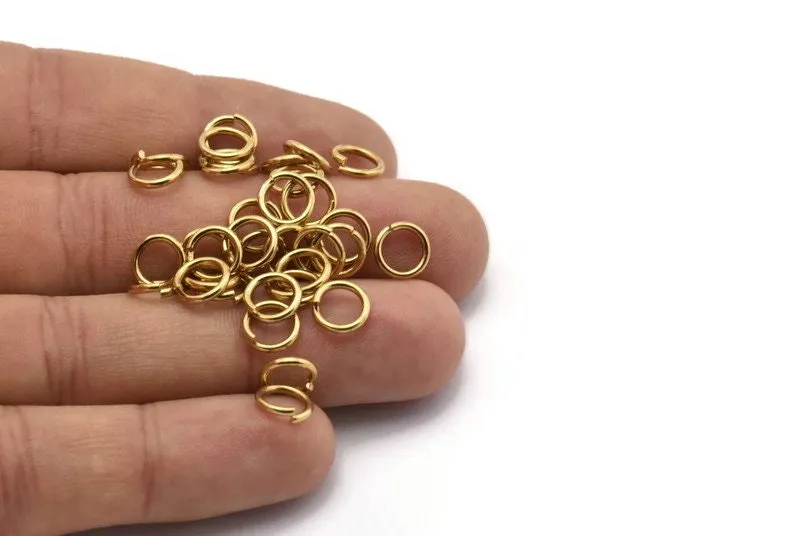 8mm Jump Ring - 100 Golden Brass Jump Rings (8x1.2mm) A0042