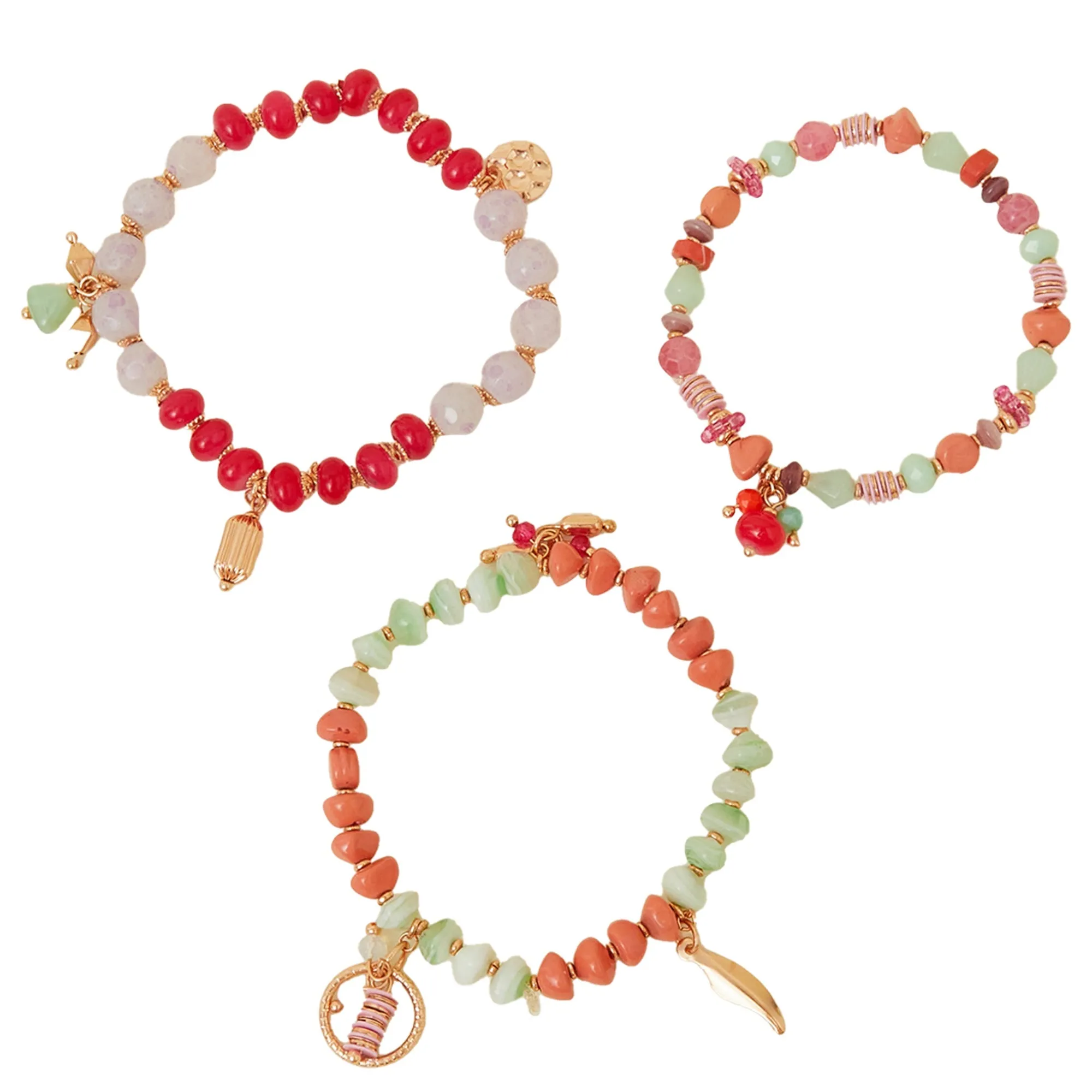 Accessorize London  Women's Multi Chunky Bead Stretch Bracelets