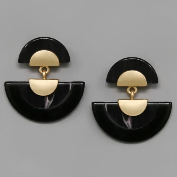 Acetate Half Disc Drop Earrings