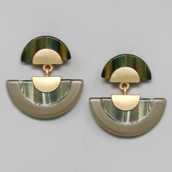 Acetate Half Disc Drop Earrings