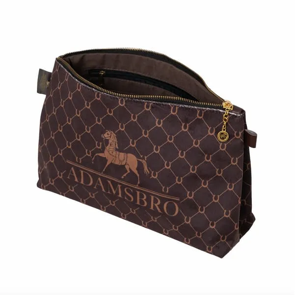 Adamsbro Velvet Toiletry Bag Brown