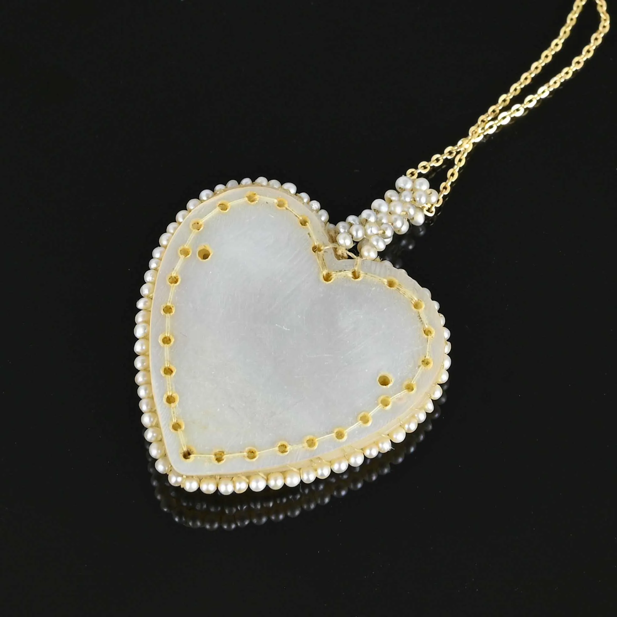 Antique Georgian Seed Pearl Diamond Heart Pendant