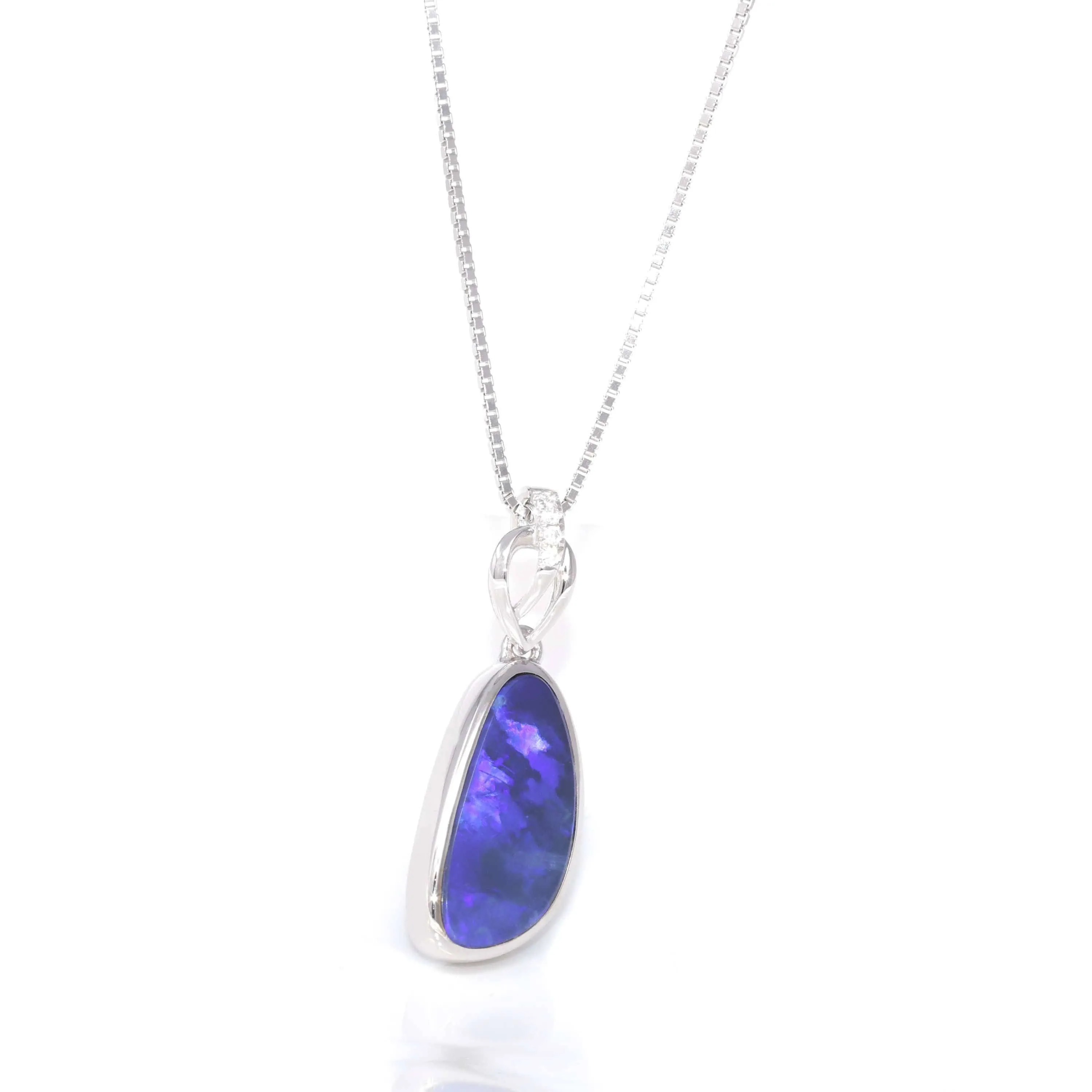 Baikalla? Sterling Silver Freeform Australian Blue Opal Bezel Set Necklace