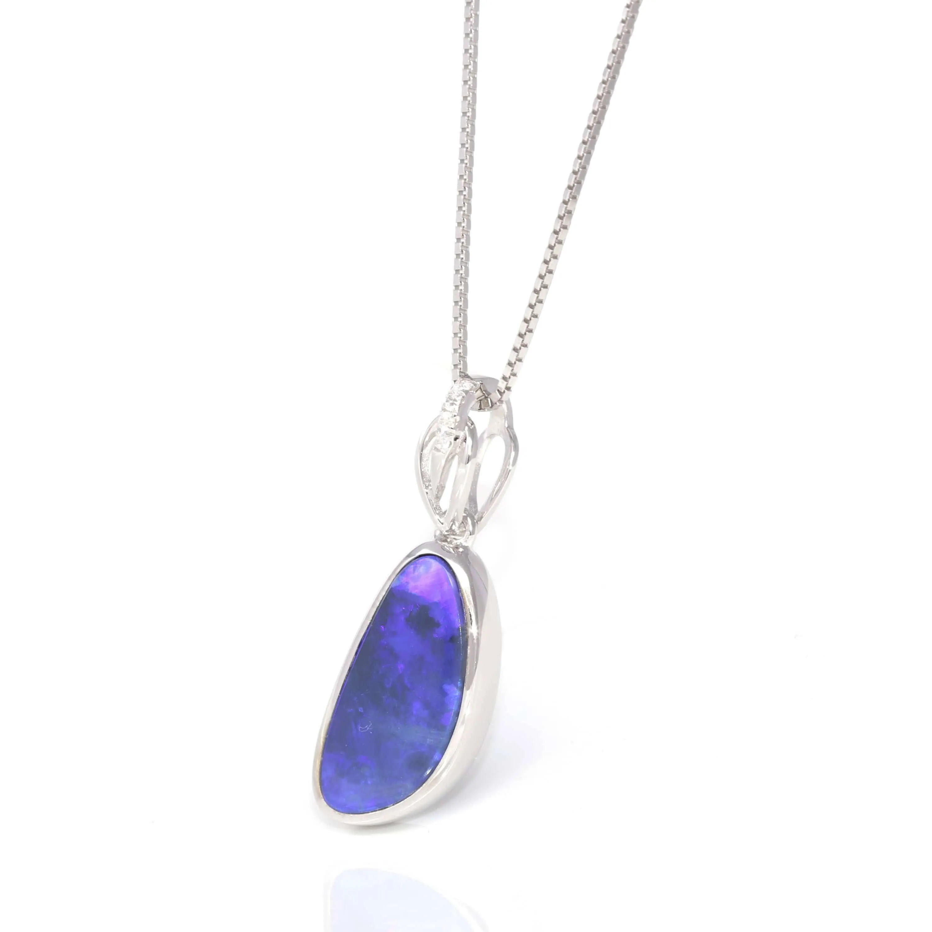 Baikalla? Sterling Silver Freeform Australian Blue Opal Bezel Set Necklace