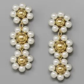 Beaded Flower Linear Drop Earrings