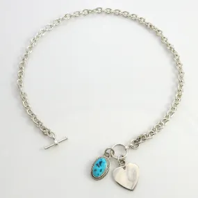 Beautiful 15.25" Inch Handmade Sterling Silver Blue Kingman Turquoise Necklace