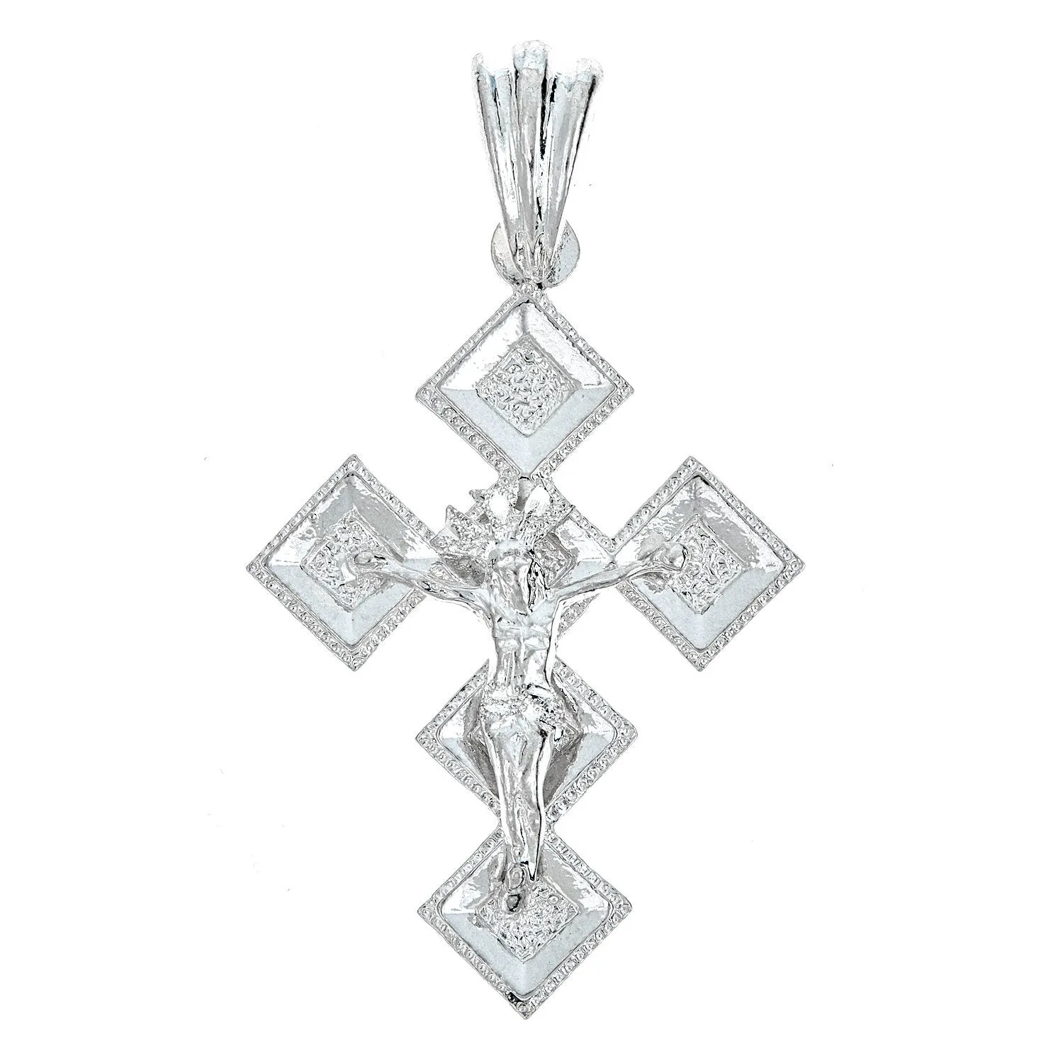 Better Jewelry 925 Sterling Silver Diamond Shaped Crucifix Pendant - MADE IN USA (11 grams)