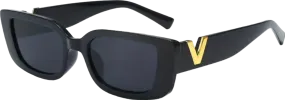 Black / Gold V Logo Sunglasses