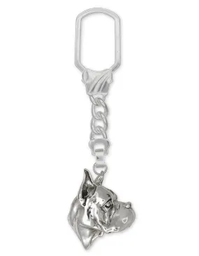 Boxer Key Ring Jewelry Sterling Silver Handmade Dog Key Ring BX1-KRE