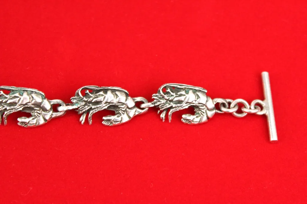 Bracelet with Crawfish Motif in Sterling  Silver