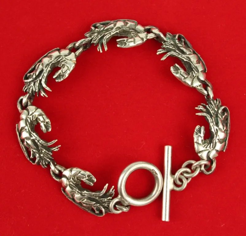 Bracelet with Crawfish Motif in Sterling  Silver