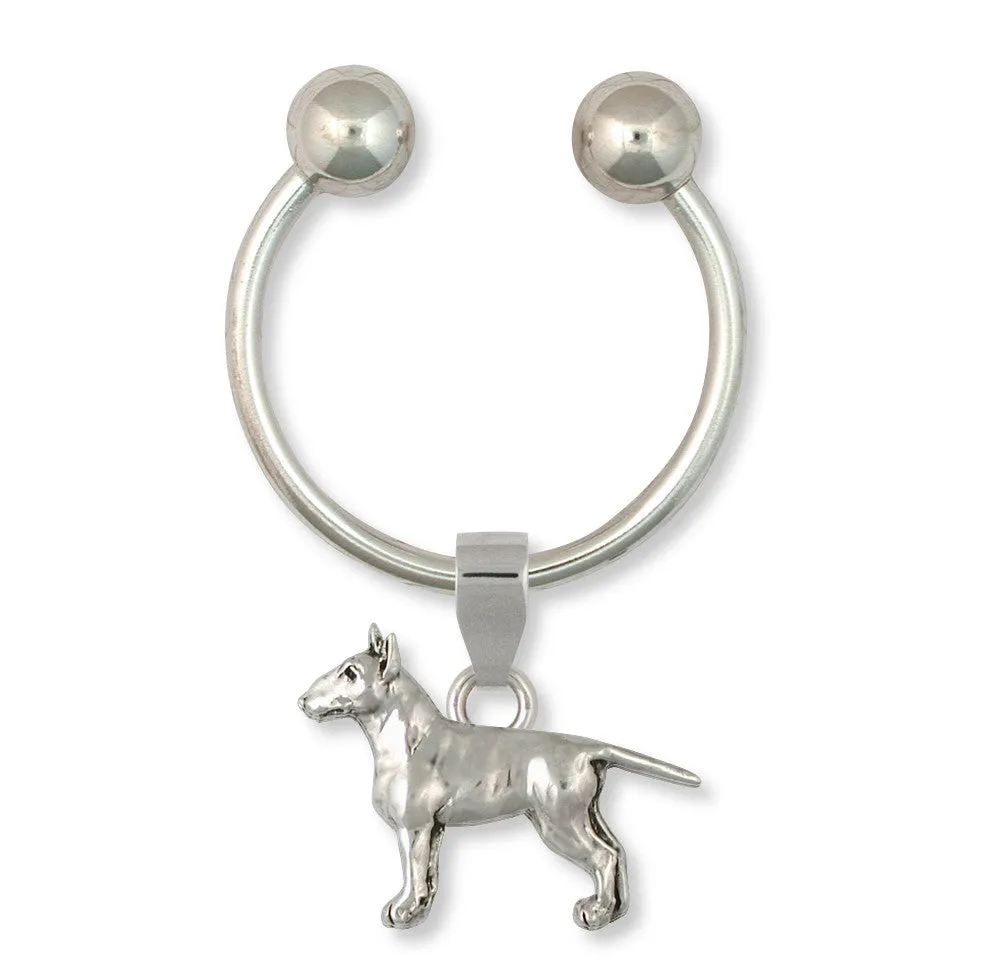 Bull Terrier Key Ring Handmade Sterling Silver Dog Jewelry BU11-KR