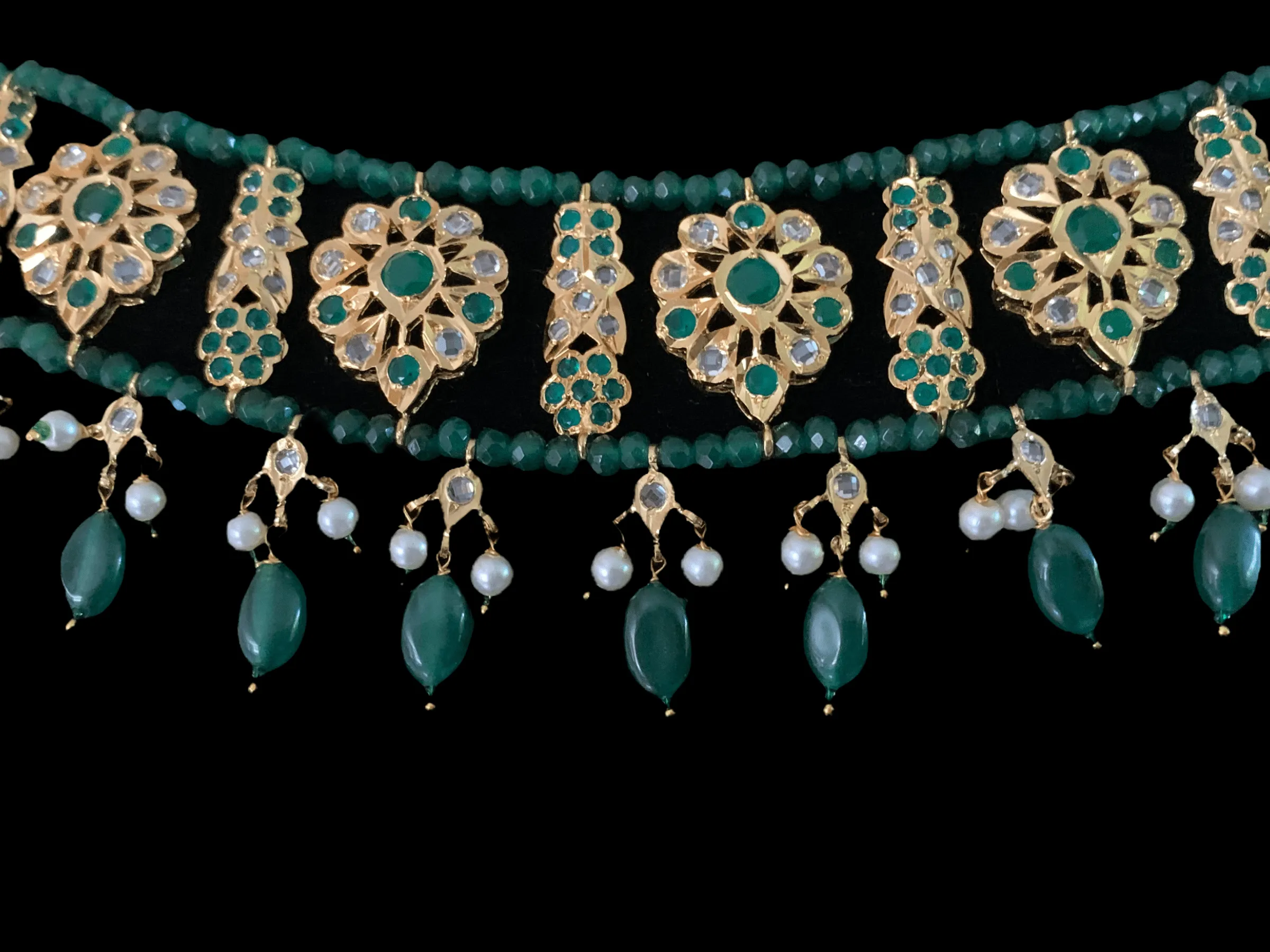 C1 Himah green choker with earrings (READY TO SHIP )