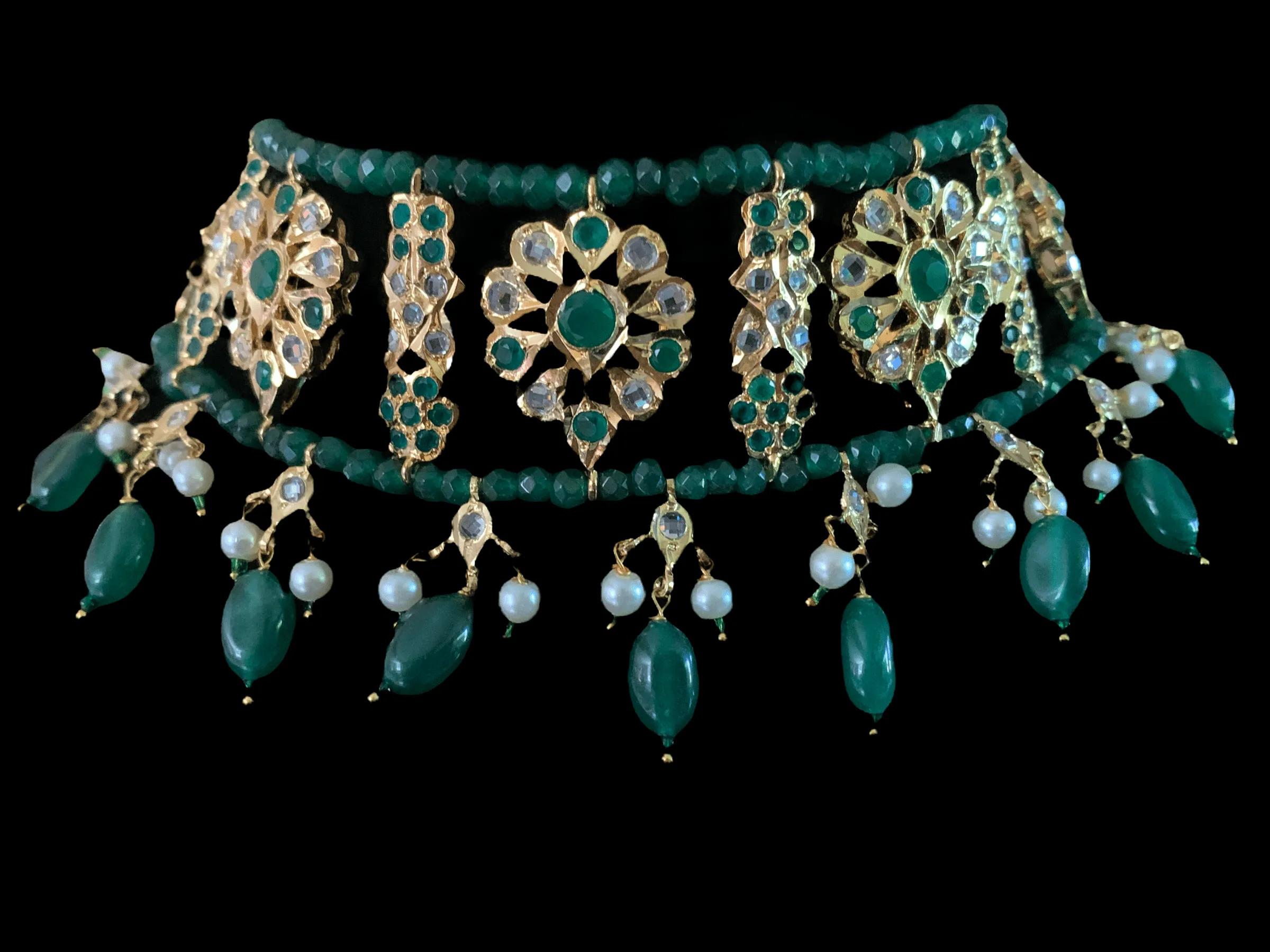 C1 Himah green choker with earrings (READY TO SHIP )