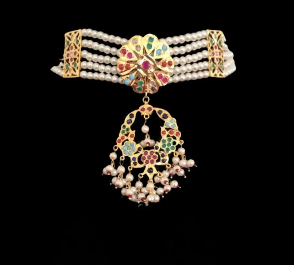 C100 Madhuri navratan choker set  ( SHIPS IN 4 WEEKS )