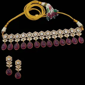 C189 ruby  cz polki gold plated choker ( READY TO SHIP)