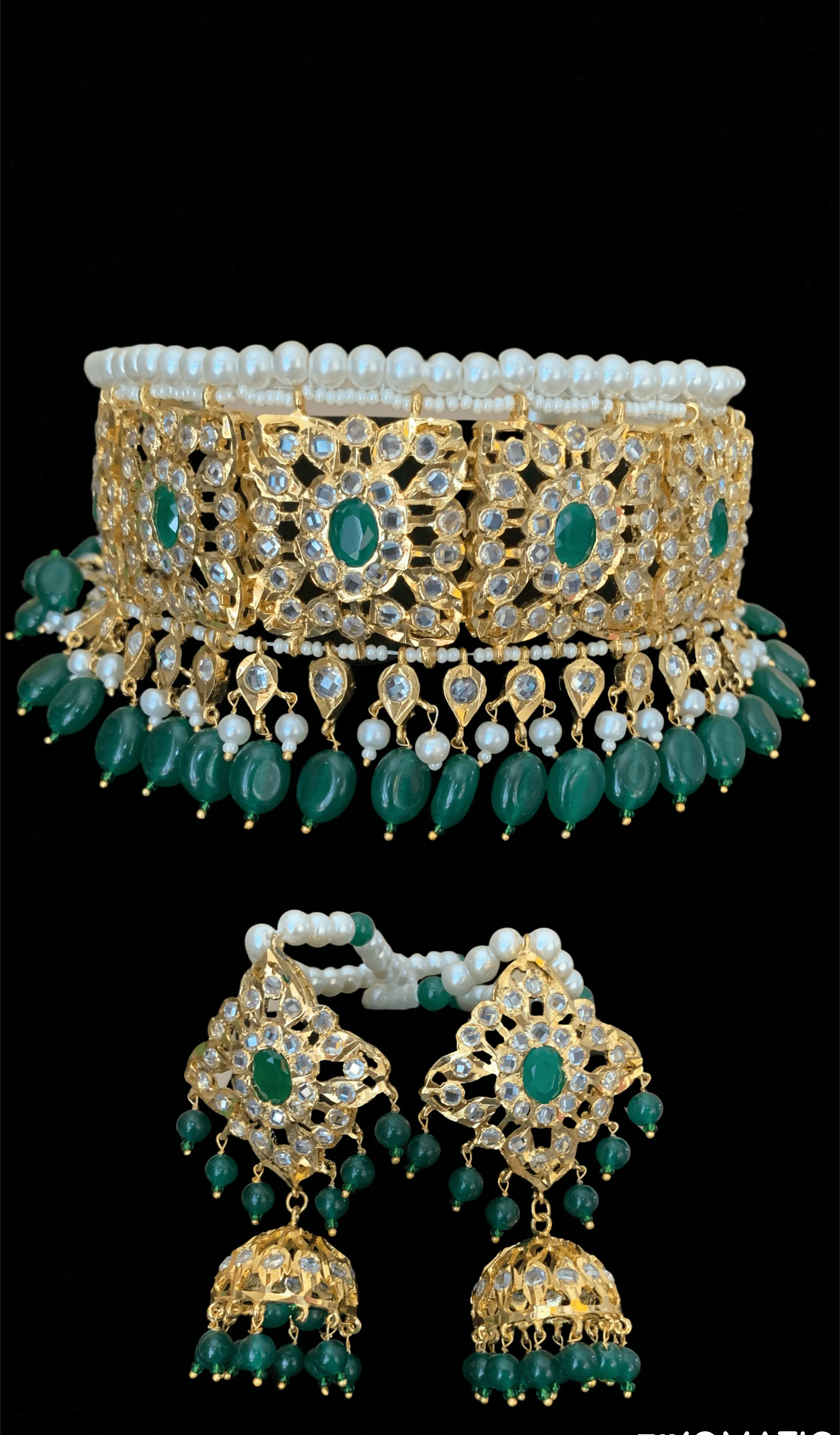 C23 Sabuhi Green hyderabadi choker ( READY TO SHIP )