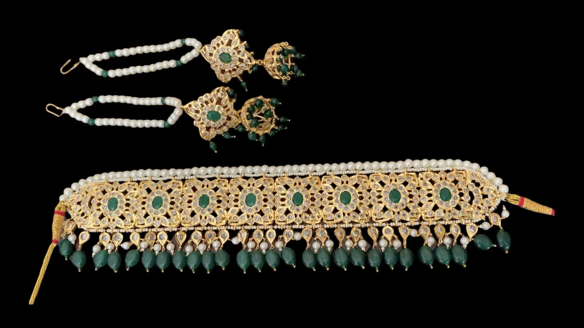 C23 Sabuhi Green hyderabadi choker ( READY TO SHIP )