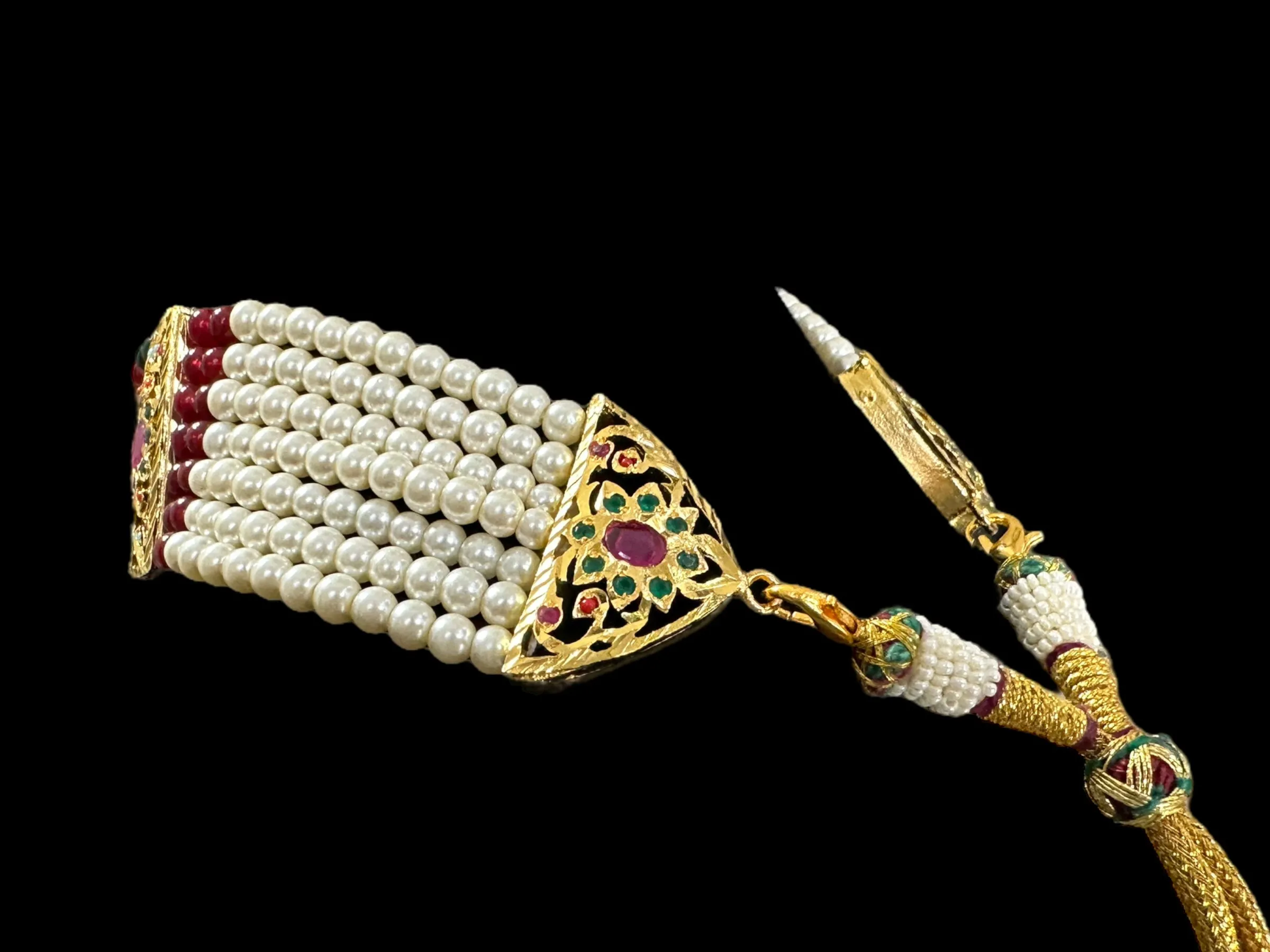 C319 Gold plated jadau choker in navratan  ( READY TO SHIP  )