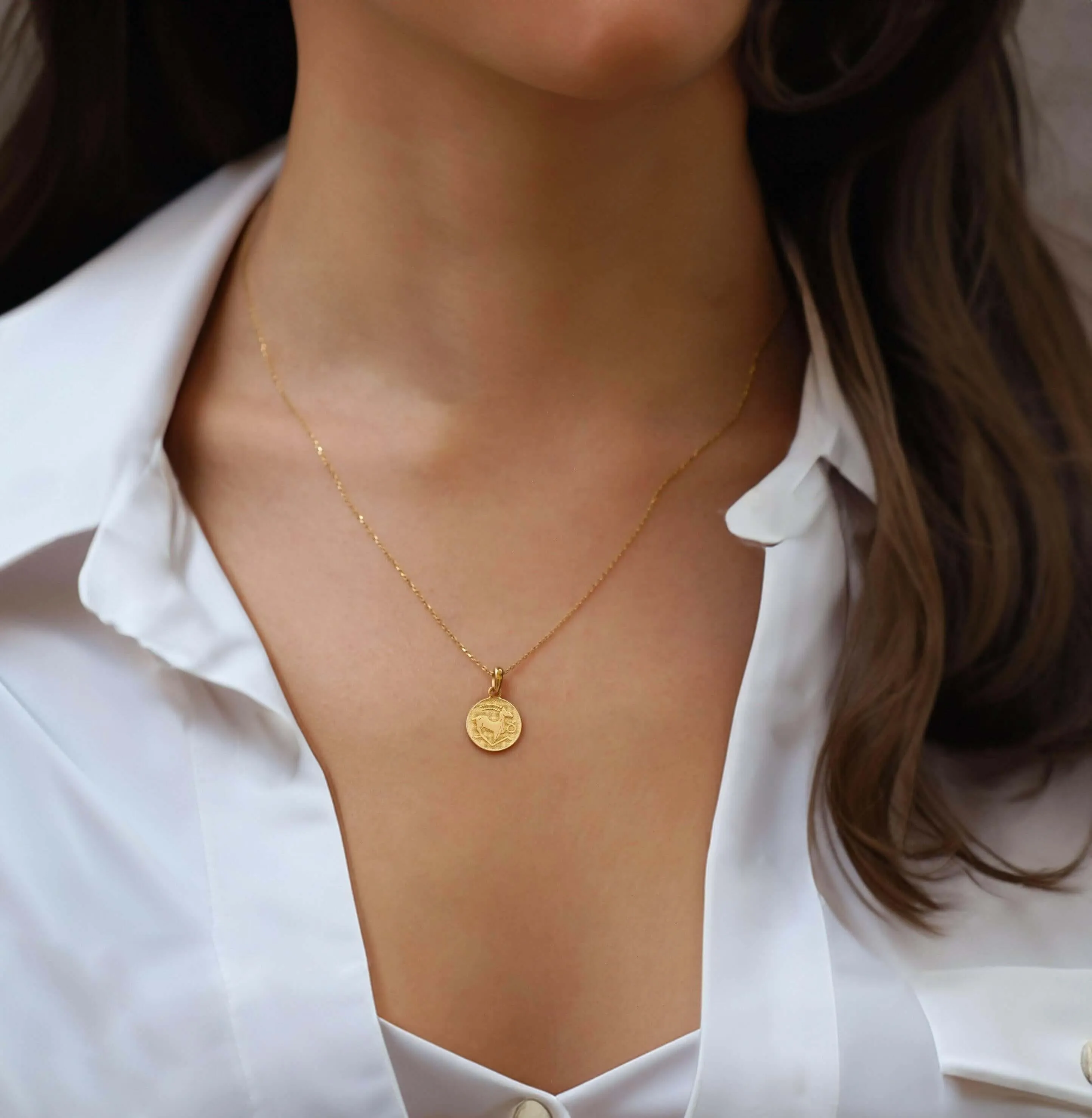 Capricorn Zodiac Necklace | 14K Solid Gold