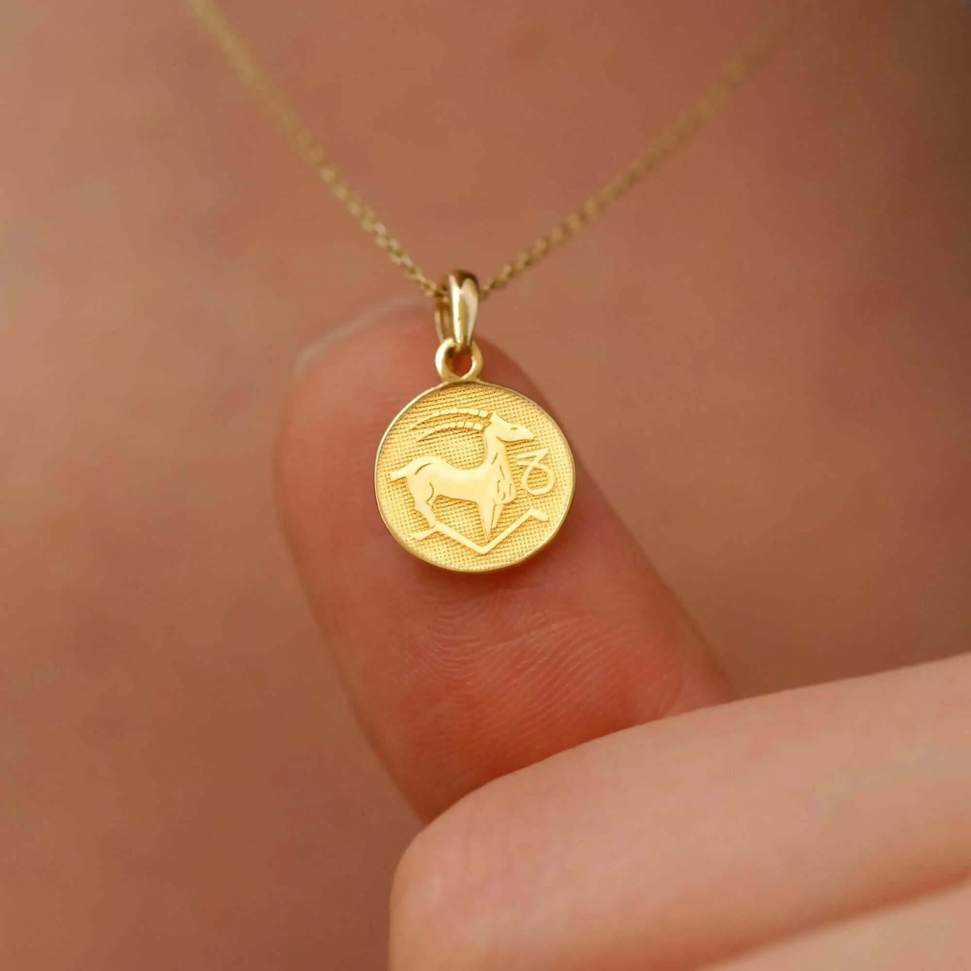 Capricorn Zodiac Necklace | 14K Solid Gold