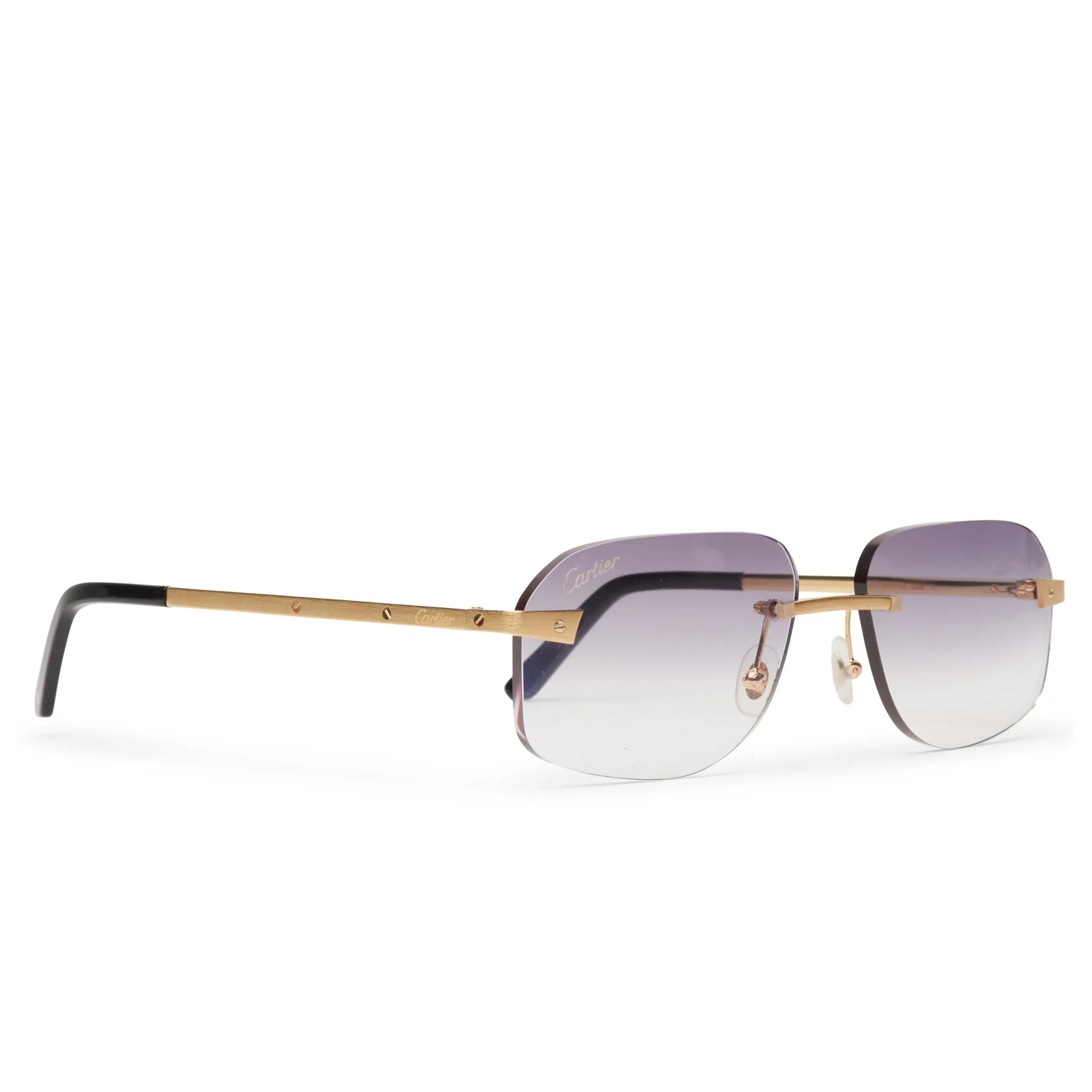 Cartier Eyewear Custom CT0167O-001 Santos De Cartier Rimless Sunglasses