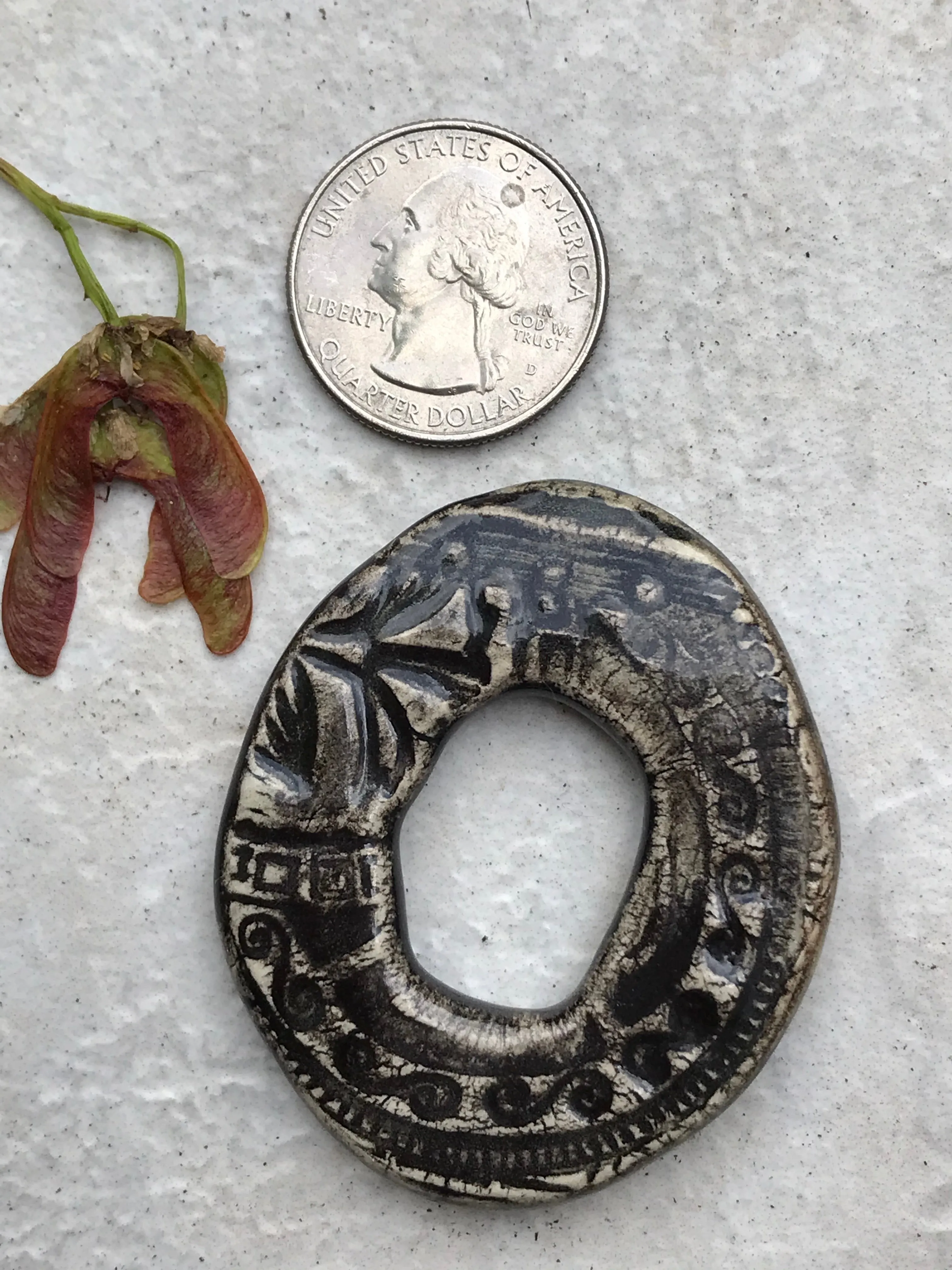 Charcoal Oval Ceramic Focal Pendant Bead