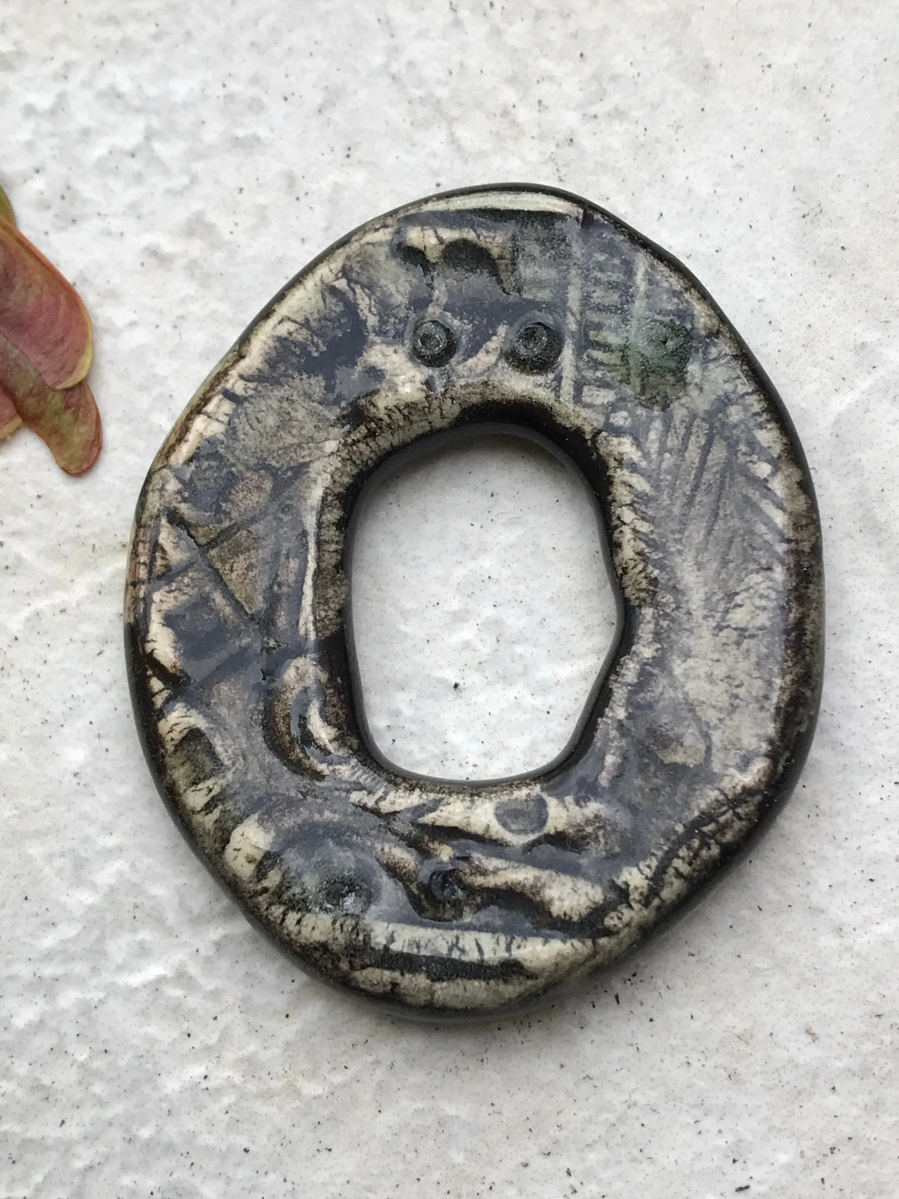 Charcoal Oval Ceramic Focal Pendant Bead