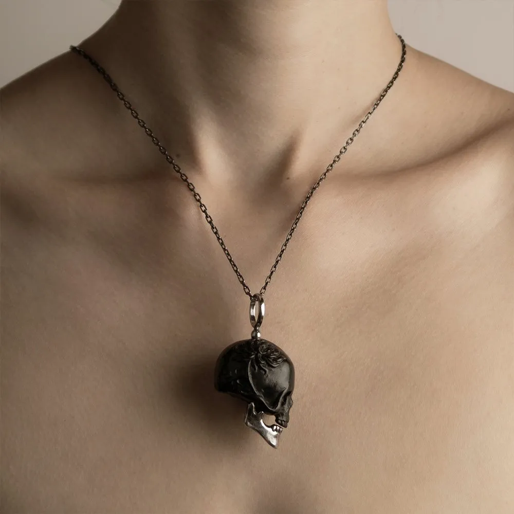 Chrysanthemum Skull pendant - black