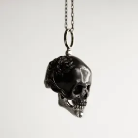 Chrysanthemum Skull pendant - black