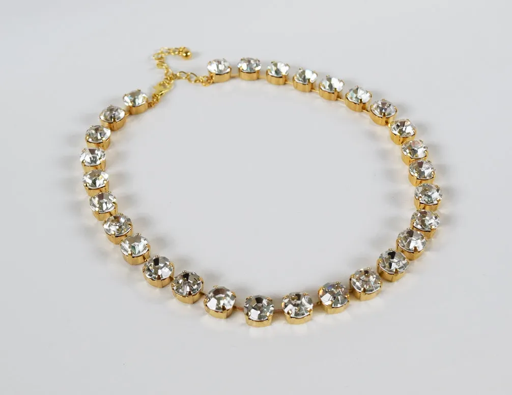 Clear Swarovski Crystal Collet Necklace - Small Round