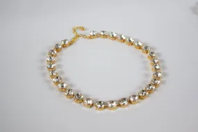 Clear Swarovski Crystal Collet Necklace - Small Round